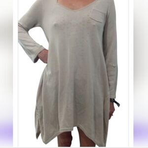 💫 Contemporaine /Simons Women's Elegant Beige Long Sleeve Asymetrical Tunic